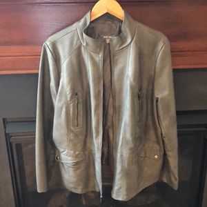 Roz & Ali Faux Leather Jacket 2X - Gray/Brown